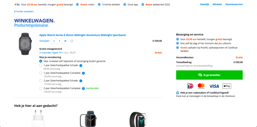 Aan de slag met conversie optimalisatie voor jouw webshop: 15 quick wins 15 Coolblue winkelwagenpagina Joyca Kuijpers