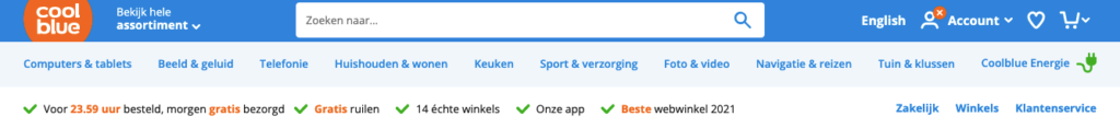 Aan de slag met conversie optimalisatie voor jouw webshop: 15 quick wins 2 USPs Coolblue Joyca Kuijpers