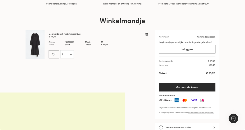 Aan de slag met conversie optimalisatie voor jouw webshop: 15 quick wins 16 HM winkelwagen pagina Joyca Kuijpers