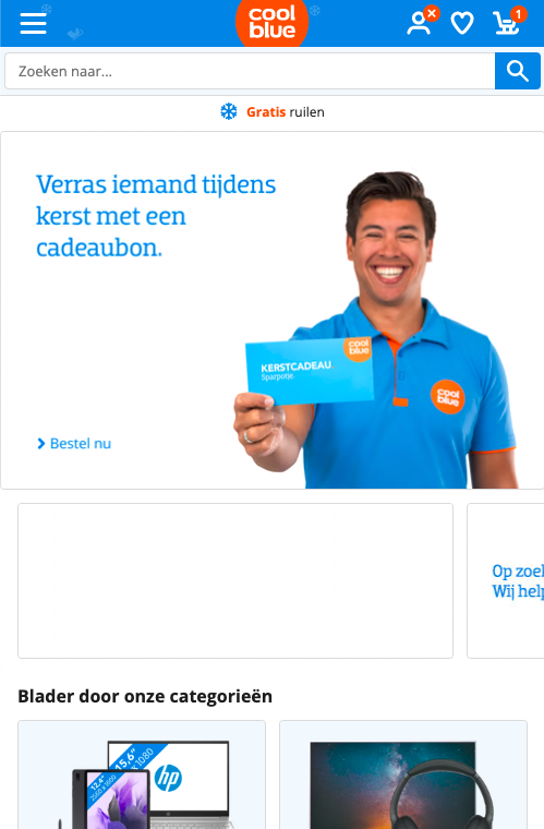 Aan de slag met conversie optimalisatie voor jouw webshop: 15 quick wins 18 Mobiele homepagina Coolblue Joyca Kuijpers